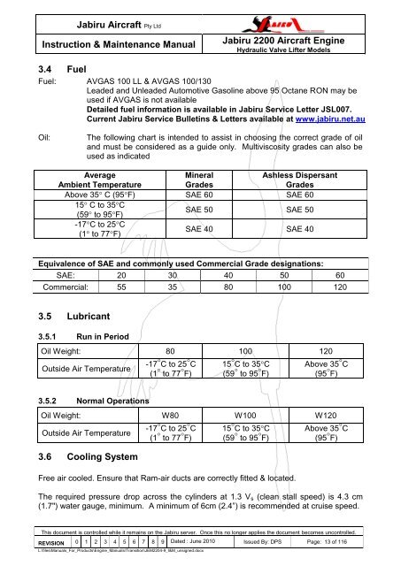 INSTRUCTION AND MAINTENANCE MANUAL FOR JABIRU 2200 ...