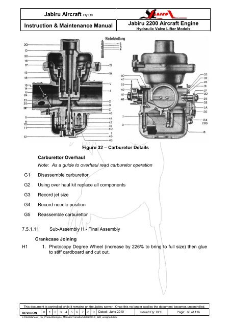 INSTRUCTION AND MAINTENANCE MANUAL FOR JABIRU 2200 ...