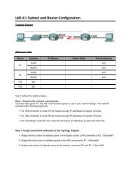 LAB #1: Subnet and Router Configuration