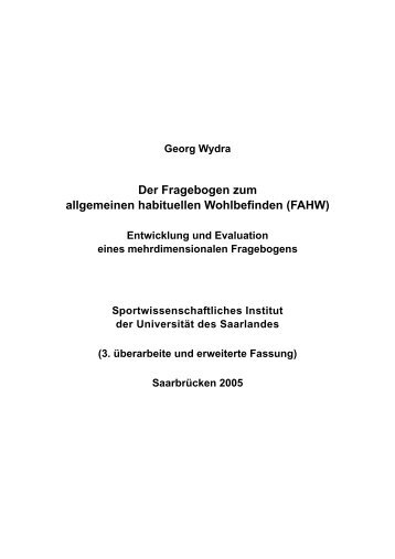 Der Fragebogen zum allgemeinen habituellen Wohlbefinden (FAHW)