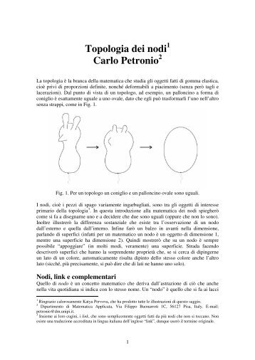 Topologia dei nodi Carlo Petronio - xlatangente