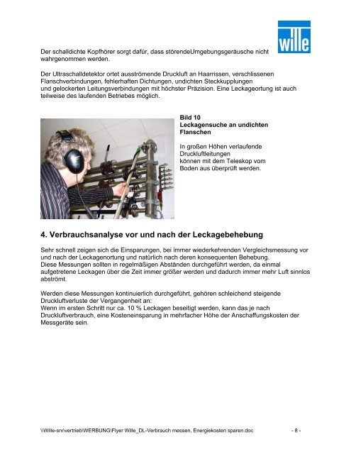 Druckluftverbrauch messen, Energiekosten sparen - Wille GmbH