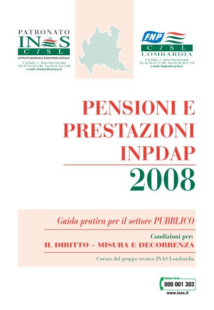 PENSIONI E PRESTAZIONI INPDAP 2008 - Cisl Lombardia