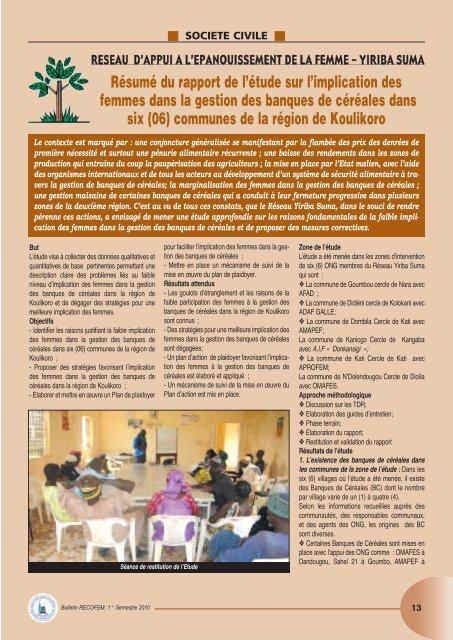 Bulletin d'information N°07 - RECOFEM