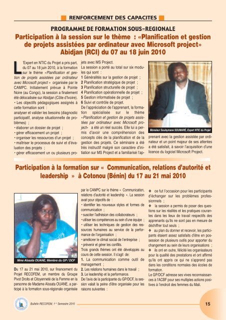 Bulletin d'information N°07 - RECOFEM