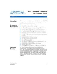 Nios Embedded Processor Development Board Data Sheet (APEX ...