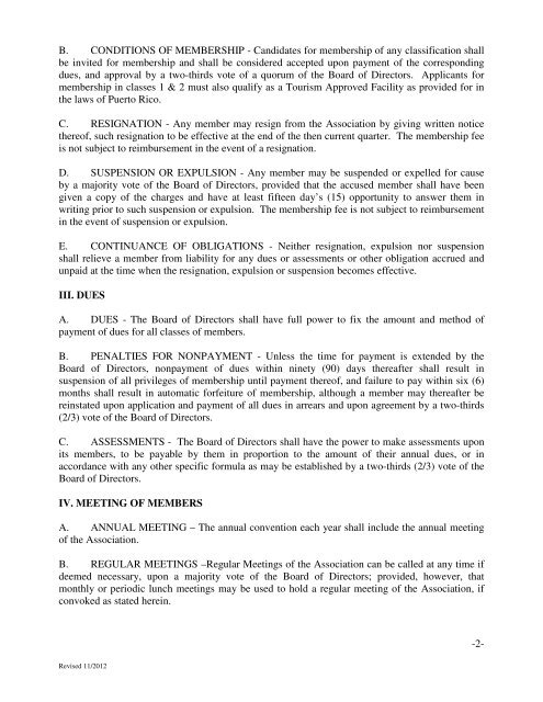 BY-LAWS PUERTO RICO HOTEL & TOURISM ASSOCIATION, INC ...