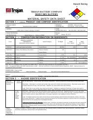 trojan battery company moist dry battery material safety data sheet