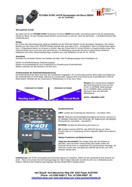 FUTABA GY401 - Heli Shop