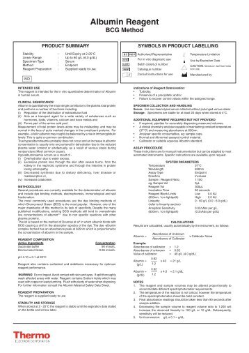 Albumin Reagent BCG Method - Kaanmed