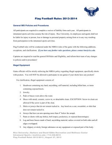 FLAG FOOTBALL RULES - Rice University