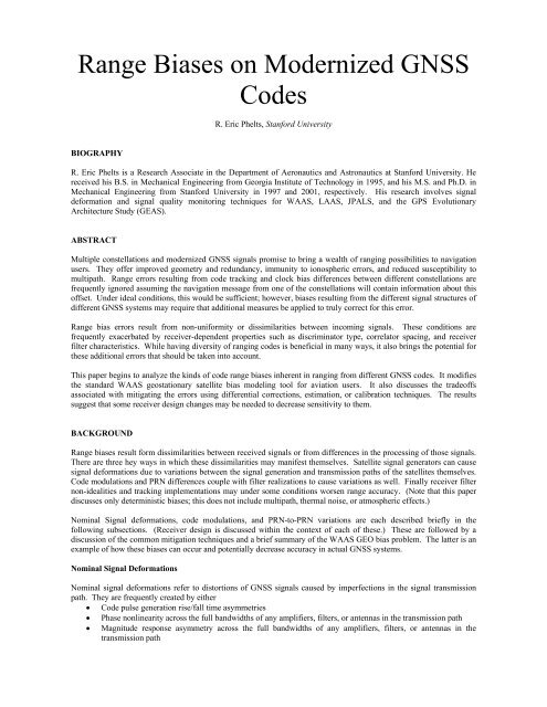 Range Biases on Modernized GNSS Codes - Stanford GPS Lab ...