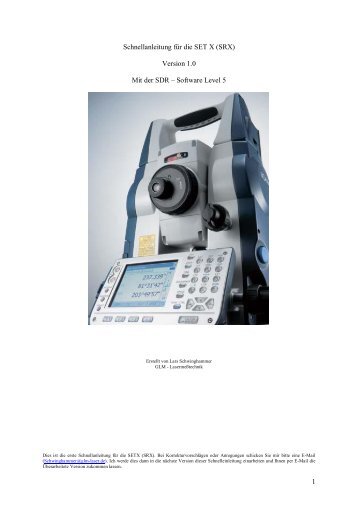 Schnellanleitung SETX SDR Level 5 - Glm-laser.com