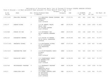 Publication of Provisional Merit list of Trained CT Science ... - Cuttack