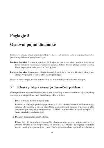 Poglavje 3 Osnovni pojmi dinamike