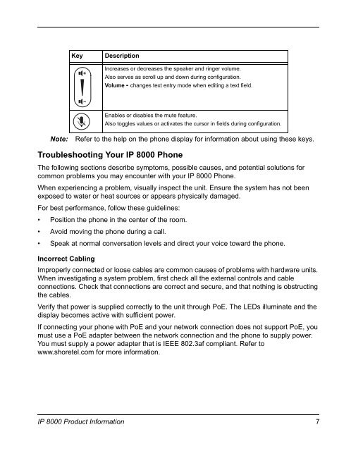 ShorePhone IP 8000 User Guide - Support - ShoreTel