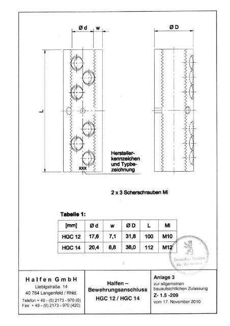 HALFEN HGC Grip Connector Zulassung Z-1.5-209 - Vbbf.de