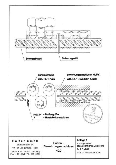 HALFEN HGC Grip Connector Zulassung Z-1.5-209 - Vbbf.de