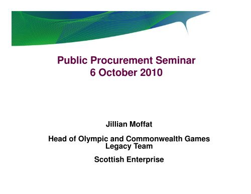 Public Procurement Seminar 6 October 2010 - Scotland Food and ...