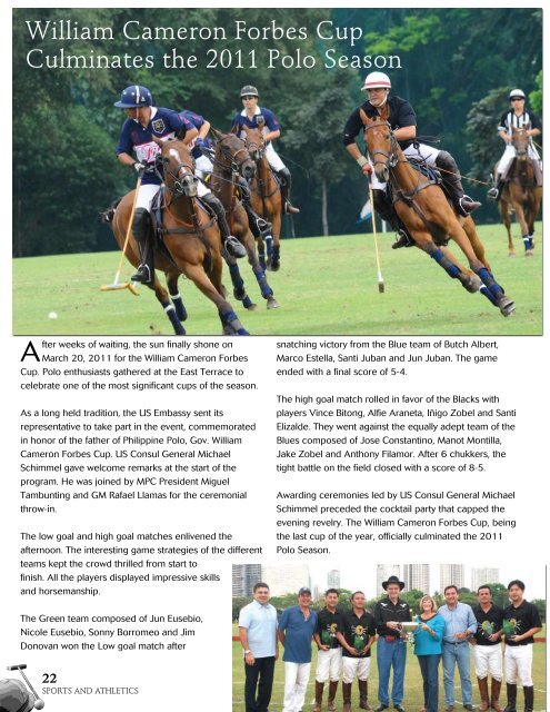 Issue 5 May - June 2011 - Manila Polo Club