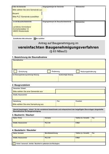 vereinfachten Verfahren nach Â§ 63 NBauO - Landkreis Ammerland