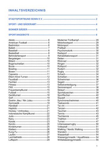 Verzeichnis - Stadtsportbund  Bonn eV
