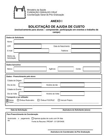 Formulário e Norma Pagamento Ajuda de Custo - Pesquisaclinica ...