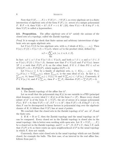 INTRODUCTION TO ALGEBRAIC GEOMETRY Note del corso di ...