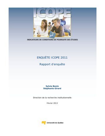 ENQUÊTE ICOPE 2011 Rapport d'enquête - Université du Québec