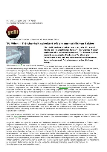 TU Wien: IT-Sicherheit scheitert oft am menschlichen Faktor - News ...
