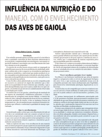 Influência da nutrição e do manejo, com o envelhecimento das aves ...