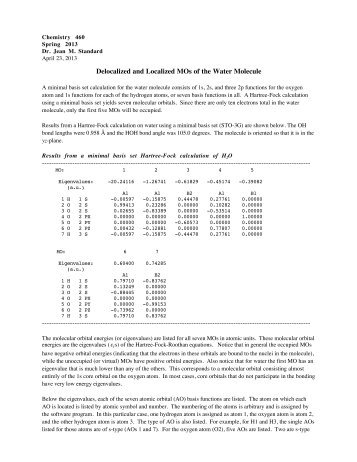 Delocalized and Localized MOs of the Water Molecule ...