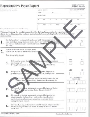 SSA-6234-F6 - Representative Payee  Report - Social Security