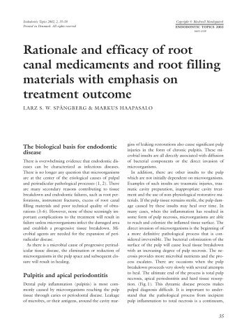 Rationale and efficacy of root canal medicaments and root filling ...