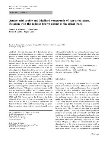 Amino acid profile and Maillard compounds of sun-dried pears ...