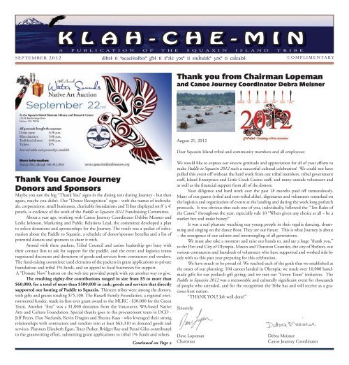 Klah Che Min Newsletter Squaxin Island Tribe