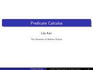 Predicate Calculus - Computer Science - University of Western Ontario