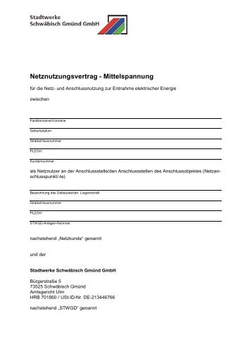 Netznutzungsvertrag - Mittelspannung - Stadtwerke SchwÃ¤bisch ...