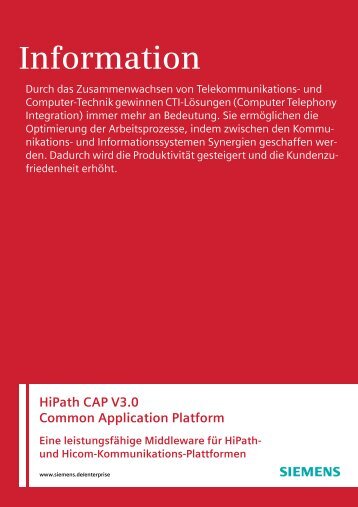 Datenblatt HiPath CAP V3.0  - Telefonbau Schneider