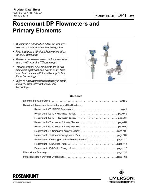 Rosemount DP Flowmeters and Primary Elements - BKW Instruments