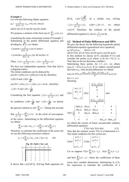 The Matrix Padé Approximation in Systems of Differential ... - WSEAS
