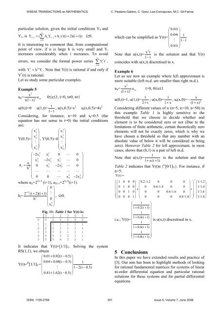 The Matrix Padé Approximation in Systems of Differential ... - WSEAS