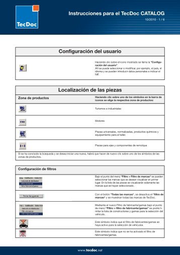 Instrucciones para el TecDoc CATALOG ConfiguraciÃ³n del usuario ...