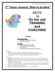 KEYS to On the Job TRAINING and COACHING