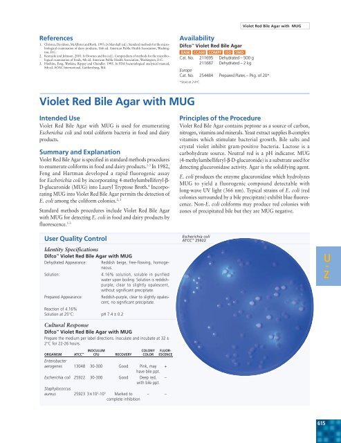 U - Z Violet Red Bile Agar with MUG - BVA Scientific
