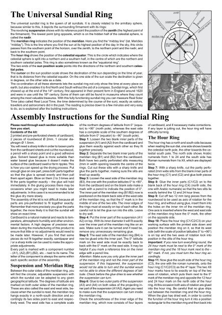 The Universal Sundial Ring Assembly Instructions for ... - AstroMedia