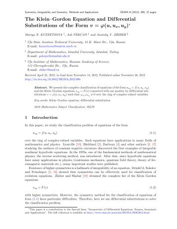 The Klein–Gordon Equation and Differential Substitutions of the ...