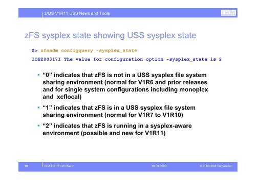 z/OS V1R11 USS News and other Topics