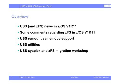 z/OS V1R11 USS News and other Topics