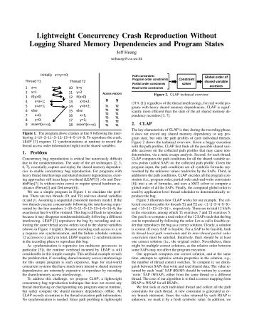 Lightweight Concurrency Crash Reproduction Without Logging ...